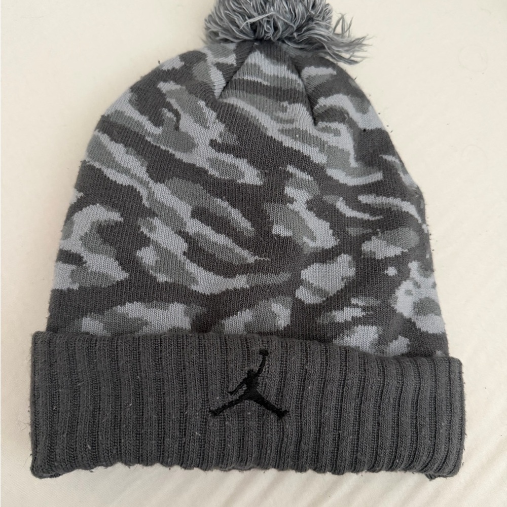 Gray Camo Kids Beanie with Jordan logo